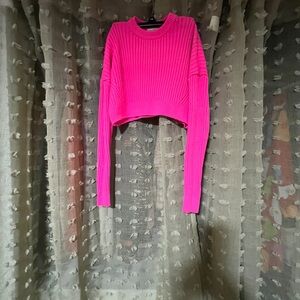 Urban Outfitters Bright Pink Ribbed Crop Top